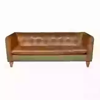 Harris Tweed and Leather Vintage 3 Seater Sofa